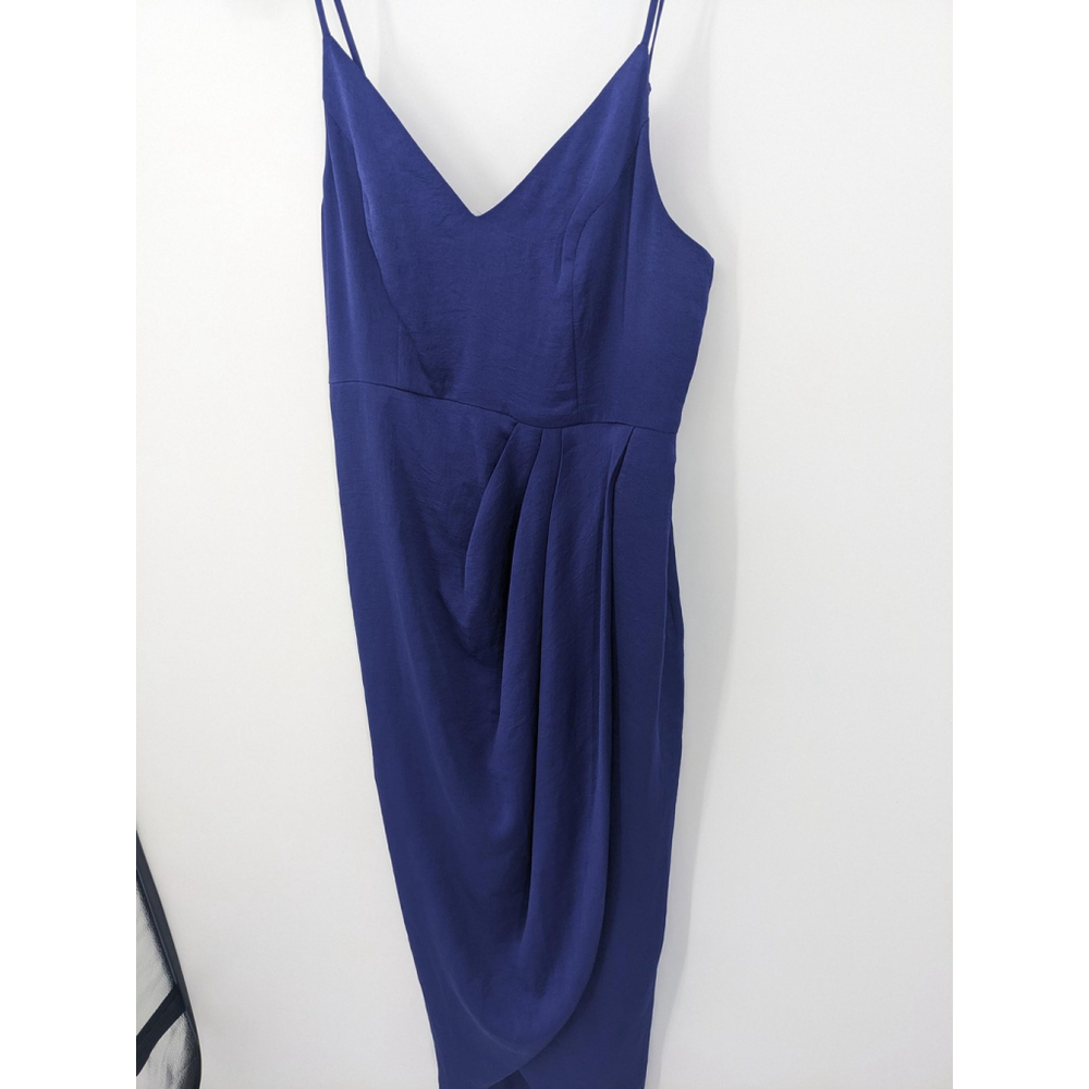 Express Dress Womens Extra Small Blue Draped Asymmetrical Midi Homecoming Midi - Picture 2 of 8